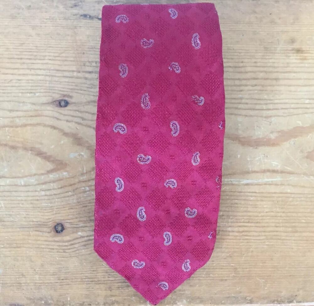 Vintage Ralph Lauren Polo Burgundy Red Preppy Silk Paisley Schoolboy Tie 3.5"